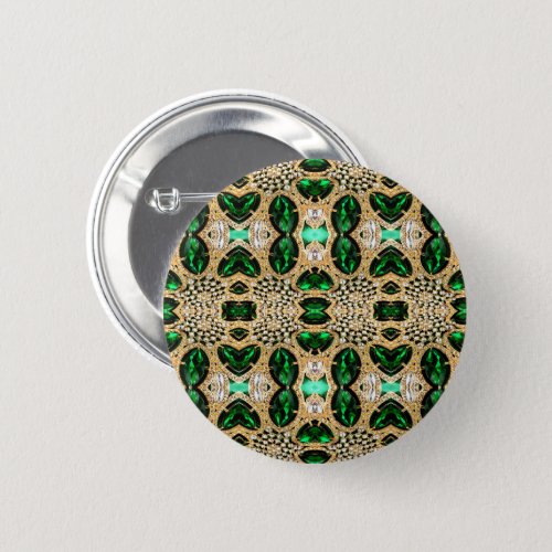 girly chic fashion art deco gold emerald green  button