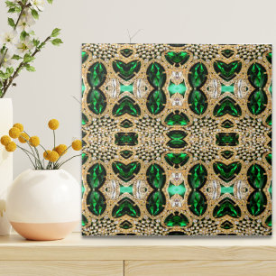girly chic fashion art deco gold emerald green  ceramic tile