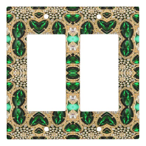 girly chic fashion art deco gold emerald green  light switch cover