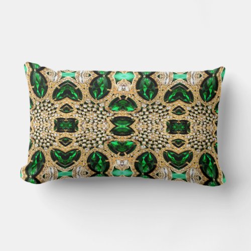 girly chic fashion art deco gold emerald green  lumbar pillow
