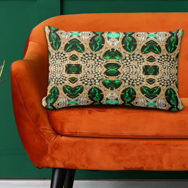 girly chic fashion art deco gold emerald green  lumbar pillow (girly chic fashion art deco gold emerald green lumbar pillow)