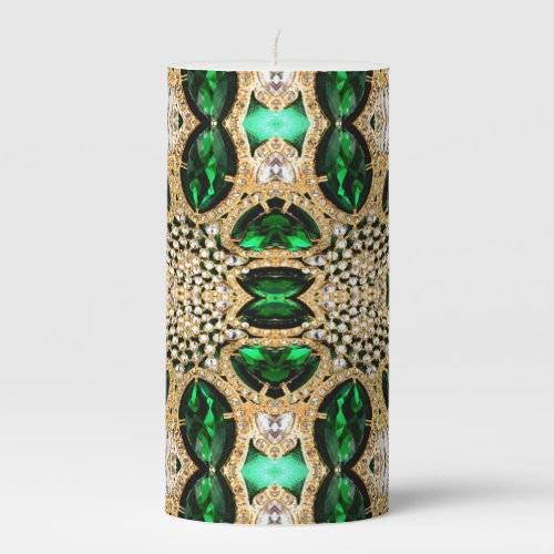 girly chic fashion art deco gold emerald green  pillar candle