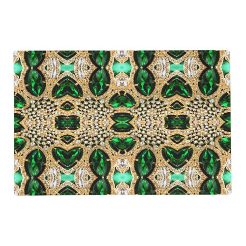 girly chic fashion art deco gold emerald green  placemat