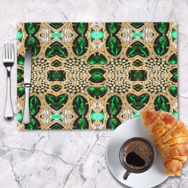 girly chic fashion art deco gold emerald green  placemat (girly chic fashion art deco gold emerald green placemat)