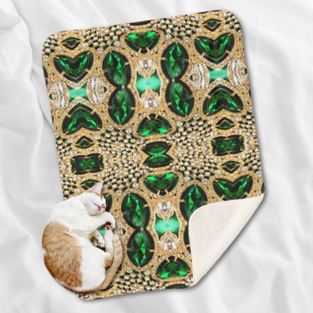 girly chic fashion art deco gold emerald green  sherpa blanket (girly chic fashion art deco gold emerald green sherpa blanket)