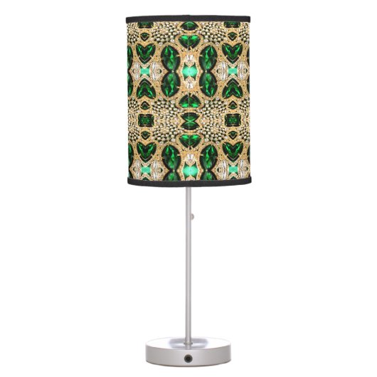girly chic fashion art deco gold emerald green  table lamp (Back)