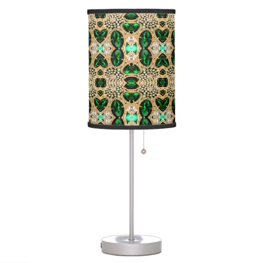 girly chic fashion art deco gold emerald green table lamp (Left)