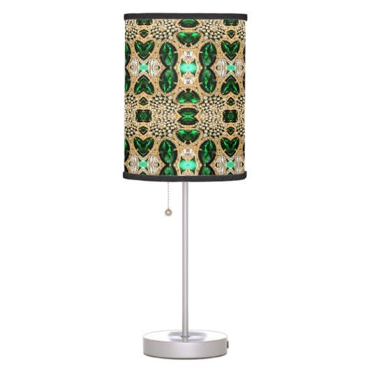 girly chic fashion art deco gold emerald green  table lamp (Right)