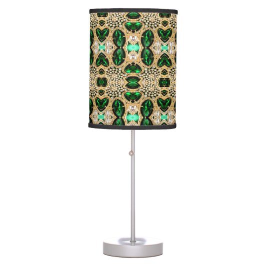 girly chic fashion art deco gold emerald green  table lamp (Front)