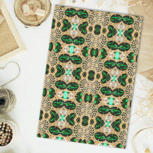 girly chic fashion art deco gold emerald green  tissue paper