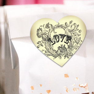 girly chic flourish swirl pastel colors victorian heart sticker