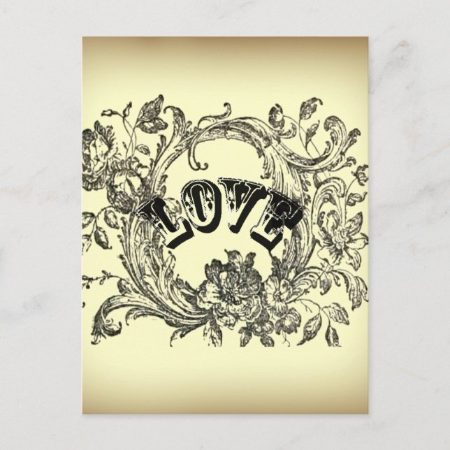 girly chic flourish swirl pastel colors victorian postcard (Front)