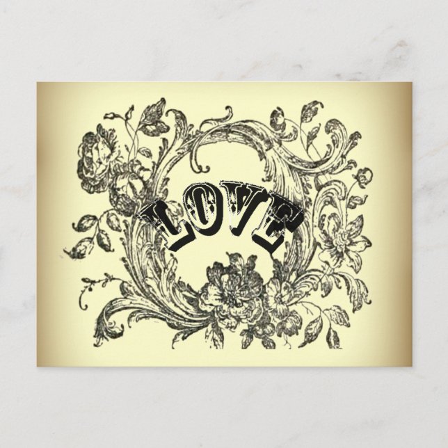 girly chic flourish swirl pastel colors victorian postcard (Front)