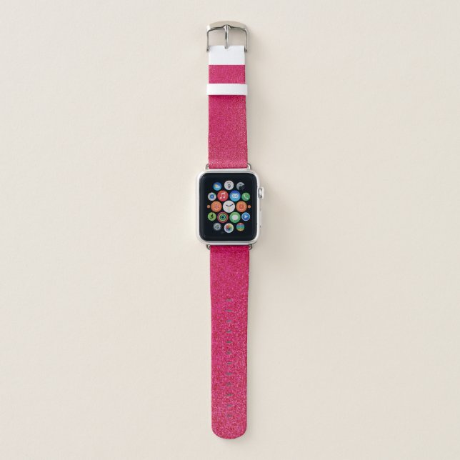 Girly chic GLITTER HOT PINK Apple Watch Band (Front)