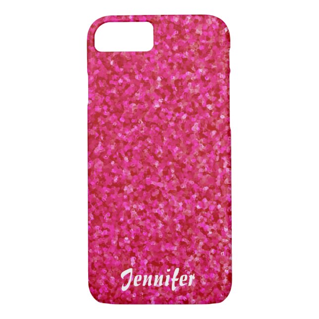 Girly chic glossy shine hot pink personalized Case-Mate iPhone case (Back)
