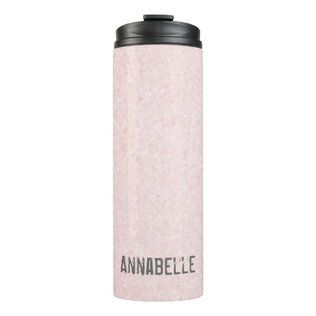 Girly chic glossy shine pink personalized thermal tumbler (Front)