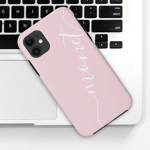 Girly Chic Handwritten Script Name Pink Custom iPhone 11 Case