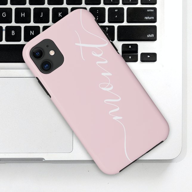 Girly Chic Handwritten Script Name Pink Custom Case-Mate iPhone Case (Creator Uploaded)