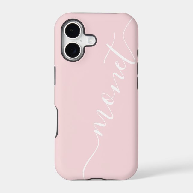 Girly Chic Handwritten Script Name Pink Custom Iphone Case (Back)