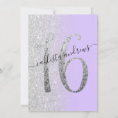 Girly Chic Lavender Silver Glitter Ombre Sweet 16 Invitation (Back)
