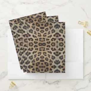 Girly chic leopard fur animal print pattern fun pocket folder