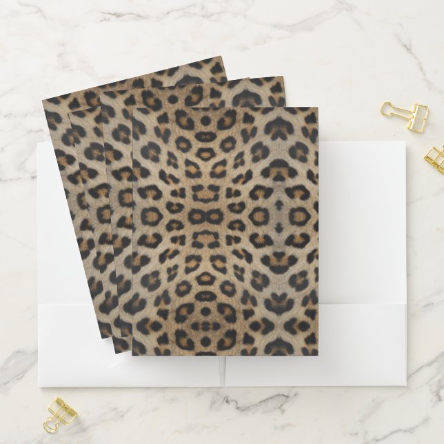 Girly chic leopard fur animal print pattern fun pocket folder (In Situ)