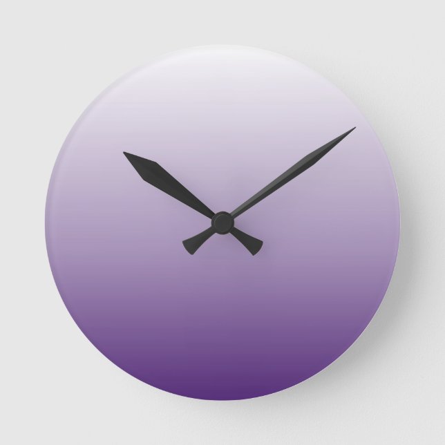 Girly Chic minimalist ombre lilac lavender purple Round Clock (Front)