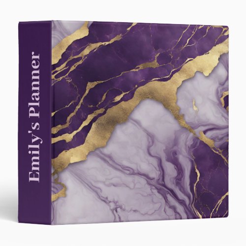 Girly Chic Minimalist Scandinavian Purple Marble  3 Ring Binder