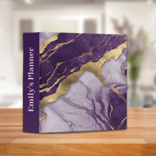 Girly Chic Minimalist Scandinavian Purple Marble 3 Ring Binder