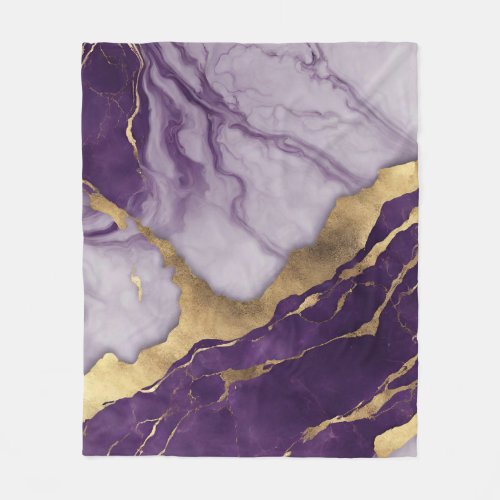 Girly Chic Minimalist Scandinavian Purple Marble  Fleece Blanket
