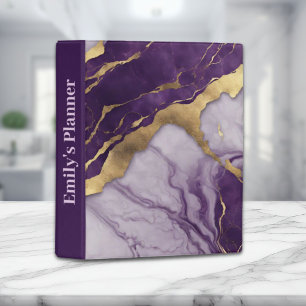 Girly Chic Minimalist Scandinavian Purple Marble Mini Binder
