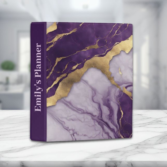 Girly Chic Minimalist Scandinavian Purple Marble  Mini Binder (Girly Chic Minimalist Scandinavian Purple Marble Mini Binder)