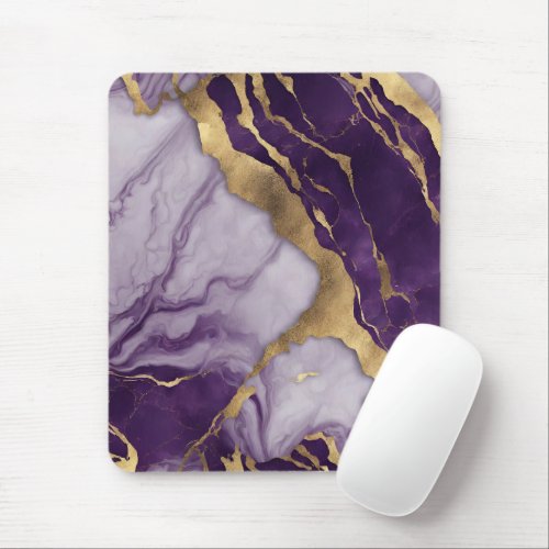 Girly Chic Minimalist Scandinavian Purple Marble  Mouse Pad