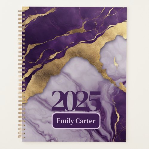 Girly Chic Minimalist Scandinavian Purple Marble  Planner