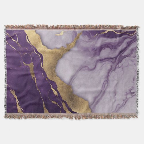 Girly Chic Minimalist Scandinavian Purple Marble  Throw Blanket