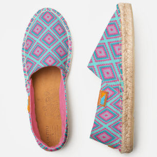 Girly Chic Modern Pink Turquoise Abstract Pattern Espadrilles