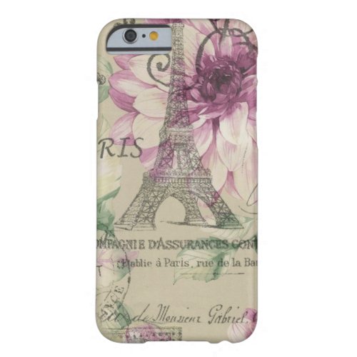 girly chic paris eiffel tower vintage floral barely there iPhone 6 case