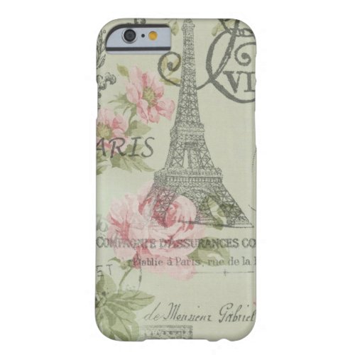 girly chic paris eiffel tower vintage floral barely there iPhone 6 case