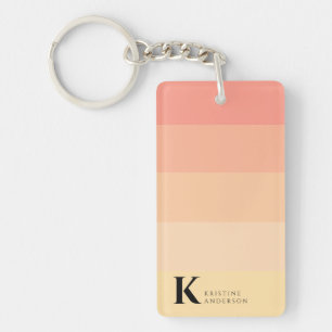 Girly Chic Peach Ombre Classic Monogram Keychain