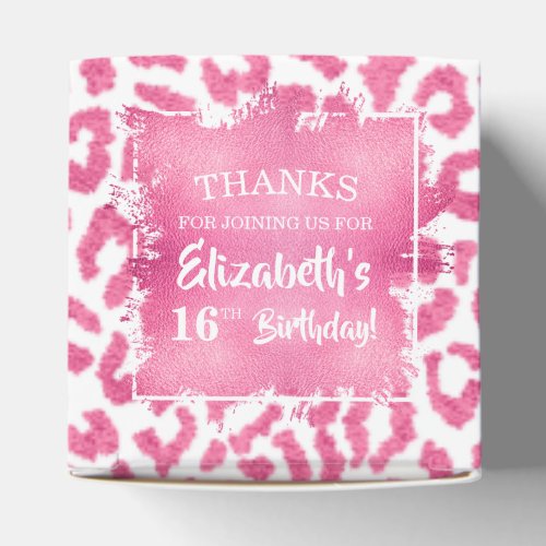 Girly Chic Pink and White Leopard Birthday Favor Boxes