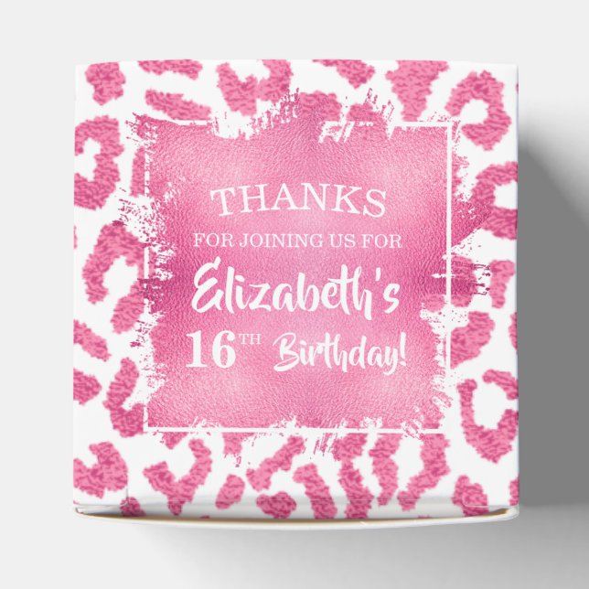 Girly Chic Pink and White Leopard Birthday Favor Boxes (Top)