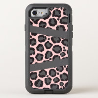 Girly Chic Pink Black Gray Leopard Cheetah Print