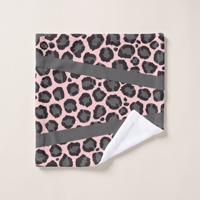 Girly Chic Pink Black Gray Leopard Cheetah Print Wash Cloth (Wash Cloth)