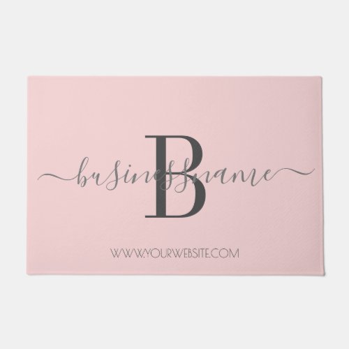 Girly Chic Pink Monogram Custom Business Logo Doormat