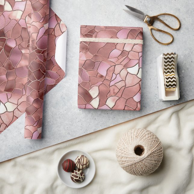 Girly Chic Pink Rose Gold Abstract  Wrapping Paper (Crafts)
