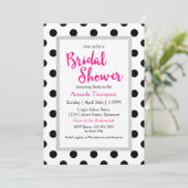 Girly Chic Polka Dots and Hot Pink Bridal Shower Invitation (Standing Front)