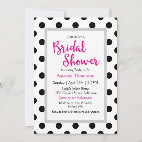 Girly Chic Polka Dots and Hot Pink Bridal Shower Invitation