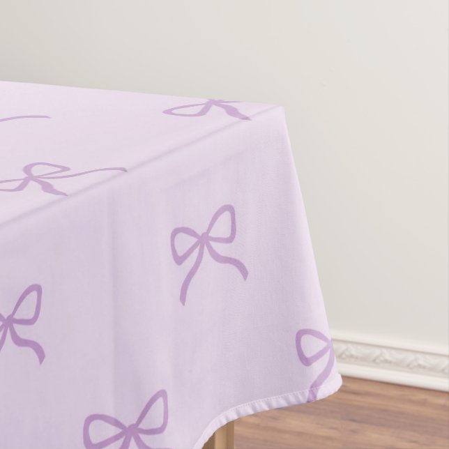 Girly Chic Purple Bow Pattern Spring & Summer  Tablecloth (In Situ)