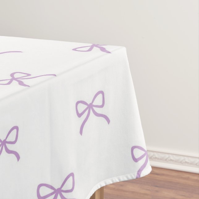 Girly Chic Purple Bow Pattern Spring & Summer  Tablecloth (In Situ)