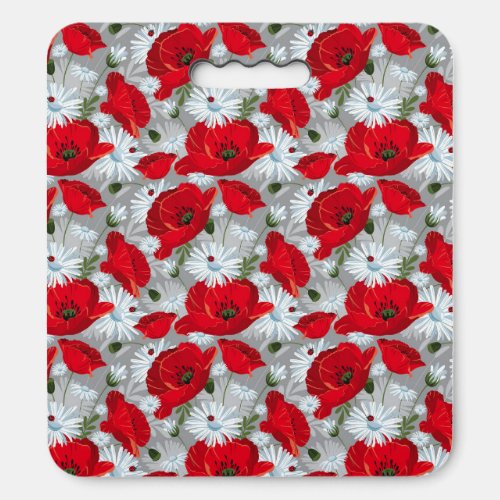 Girly Chic Red Poppy Floral Daisies  Seat Cushion